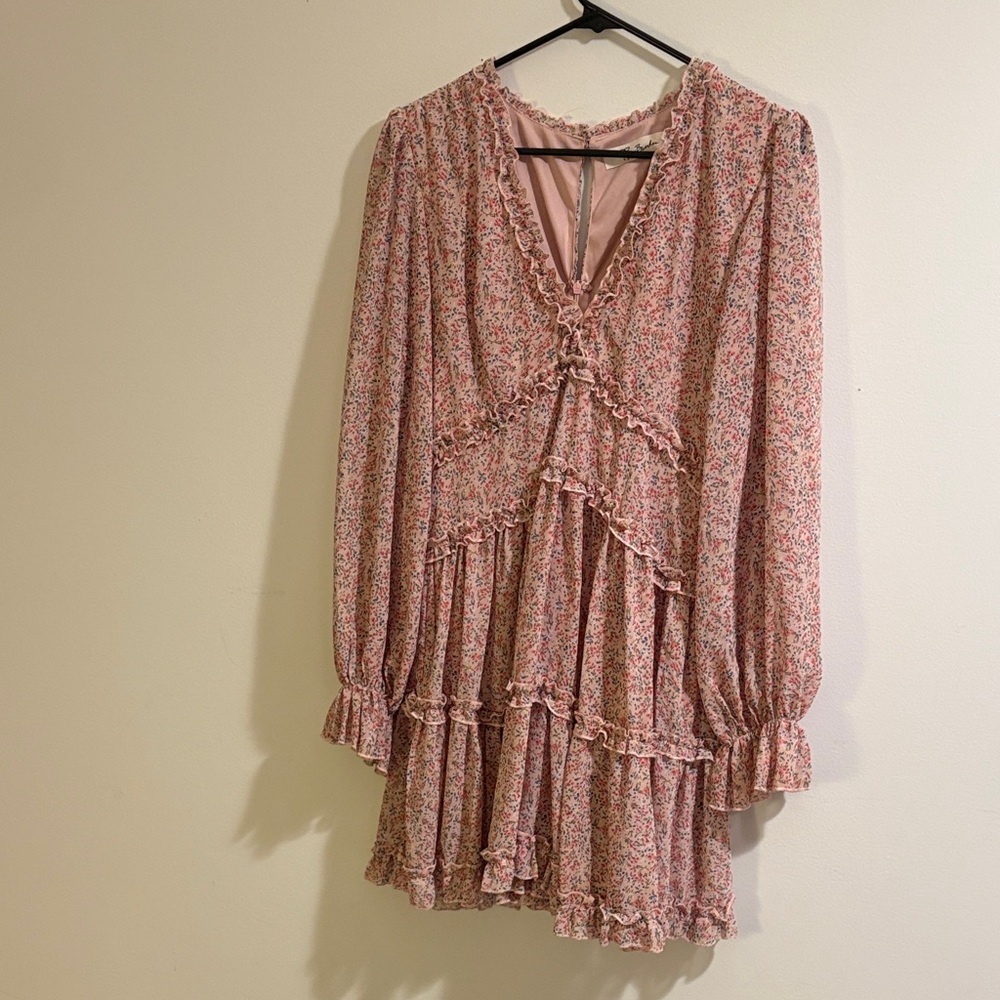 Lyn Burches Pink Floral Long Sleeve Dress